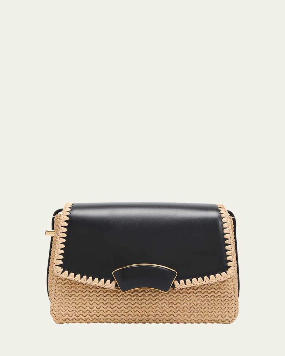 ID Flap Raffia Shoulder Bag